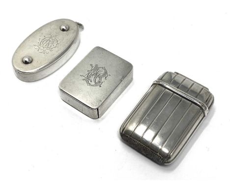 THREE VICTORIAN SILVER VESTA CASES, EDWARD STOCKWELL, LONDON, 1869 / 74 / 87 the earliest oblong and plain excepting engraved