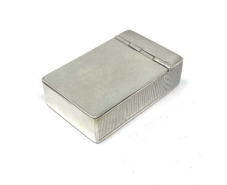 A VICTORIAN SILVER VESTA CASE, BROWNETT & JONES, LONDON, 1877 plain rectangular, strike to one long side, gilt interior acces