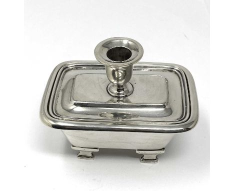 A VICTORIAN SILVER SEALING WAX CONTAINER WITH TAPERSTICK COVER, HENRY WILKINSON & CO., SHEFFIELD, 1843 plain sarcophagus form