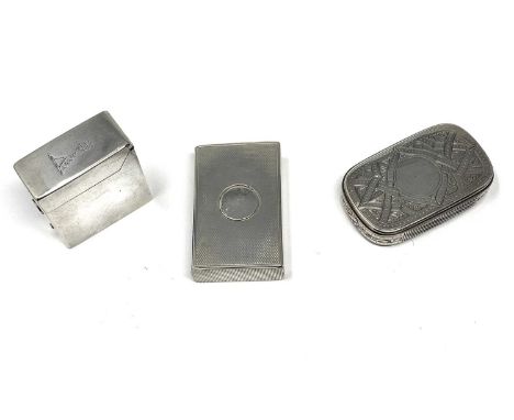 THREE VICTORIAN SILVER VESTA CASES, MRS JANE BROWNETT, LONDON, 1870 / 74 the earlier example plain rectangular excepting a cr
