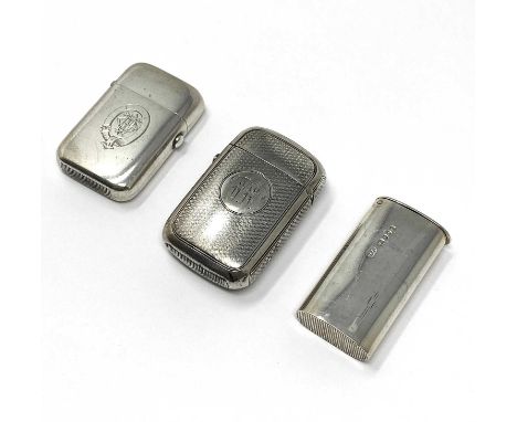 THREE VICTORIAN SILVER VESTA CASES, G.W. ADAMS FOR CHAWNER & CO., LONDON, 1874 / 75 / 78 all with strikes to base: the earlie