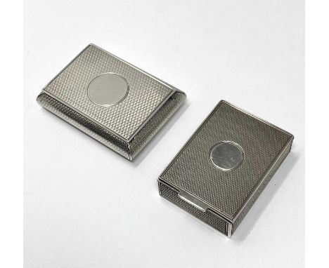 TWO VICTORIAN SILVER ENGINE-TURNED VESTA CASES, H.W. & L. DEE, LONDON, 1867 / 74 both with vacant roundels, the earlier recta