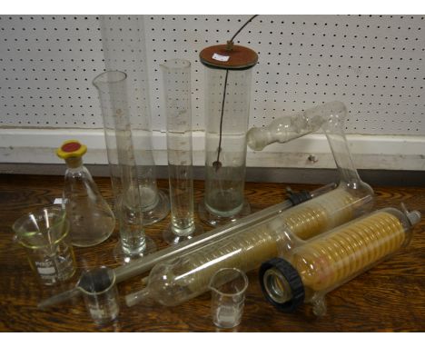 Scientific Instruments - Measuring cylinders, condensing pipe; etc qty