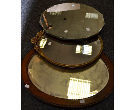 An oak framed bevel edged mirror; others (3)