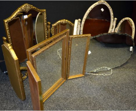 A white painted triptych mirror; others (4) 