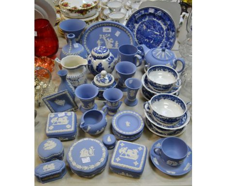 Blue and White Ceramics - Wedgewood Jasperware; Grindley Country style pattern salad bowls; etc qty