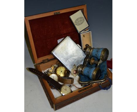 Gentleman's Accessories  -   a Norexa automatic wristwatch;  another Riodor;  a pocket watch, silver medals, chromed cigarett