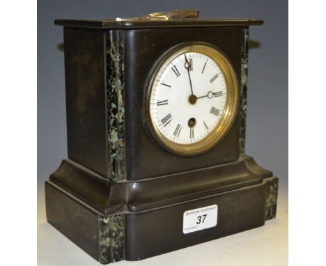 A Victorian slate mantel clock