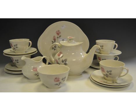 A Royal Doulton Pillar Rose pattern part tea service, printed marks