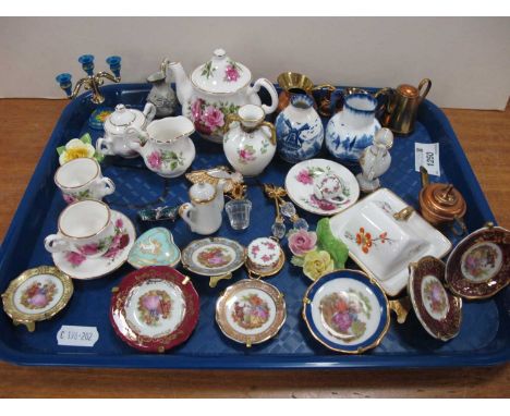 Miniature Staffordshire Tea Service, other miniatures including Swan china Limoges etc:- One Tray