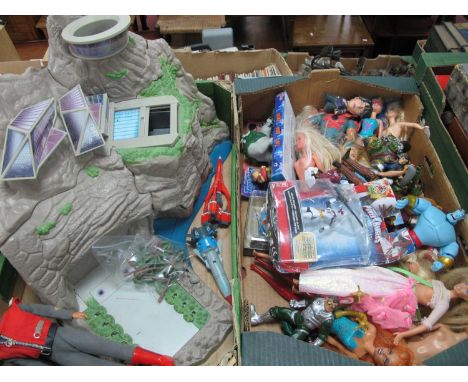 Toys - Thunderbirds Tracey Island and Captain Scarlet figure together with a large collection of Mattel Barbie dolls and othe