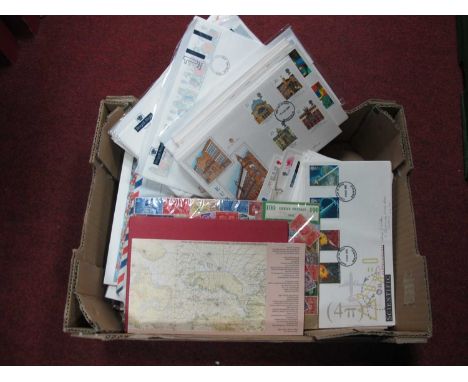 A Collection of GB First Day Covers, from the 1970s - 1990s, stamp sock book, sheet of GB stamps:- One Box.