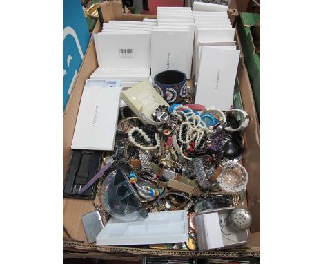 An Assortment of Modern Costume Jewellery and Wristwatches, to include beaded necklaces, gilt coloured bracelet, openwork sty