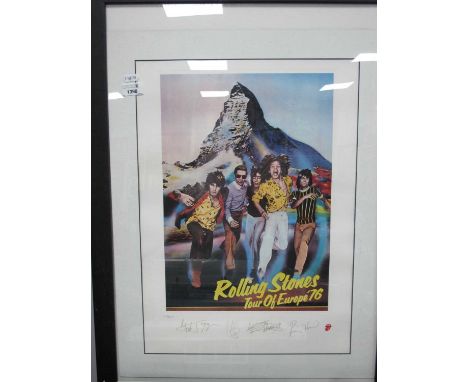 Rolling Stones - 'Tour of Europe '76' limited edition lithograph of 5000, framed 43.5 x 30.5cm.