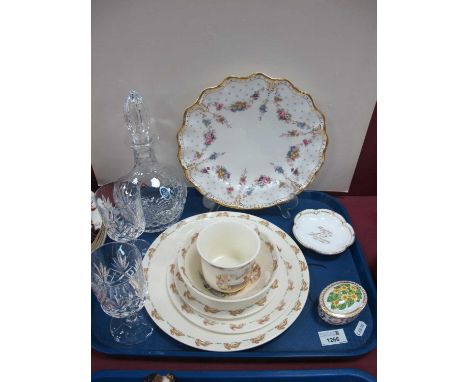 Royal Crown Derby 'Royal Antoinette' Wavy Rim Plate, 26cm, diameter, Doulton 'Bunnykins', Derby 'Celandine' trinket box and d