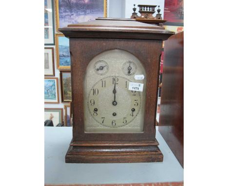 Kienzle German 8 Day Chiming and Striking Oak Cased Mantel Clock with silvered dial plus silent and chiming, slow and fast di