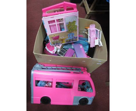 Barbie Accessories &amp; Toys, includes Mattel camper van, bathroom, doll, etc:- One Box