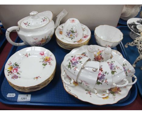 Royal Crown Derby 'Derby Posies' Tea Service, including teapot, cake plate, etc (twenty-three pieces):- One Tray