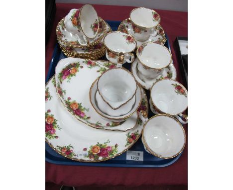 Royal Albert Old Country Roses Teawares, including milk jug, sugar bowl, cups and saucers, approximately twenty-three pieces.