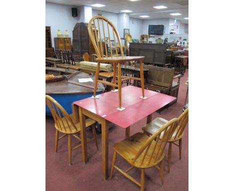 Set of Four Ercol Dining Chairs, together with a drop leaf table. (5)
