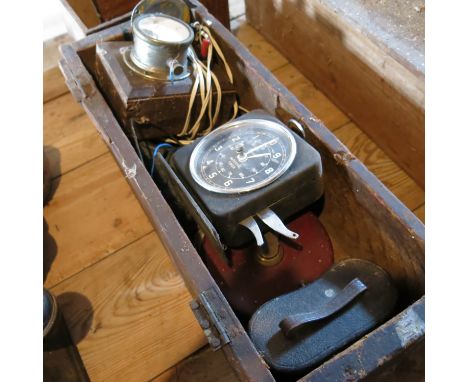 BOX OF MISC ITEMS INC. INTERVAL TIMER VARIOUS GAUGES ETC