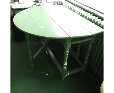 GREEN PAINTED GATE LEG TABLE