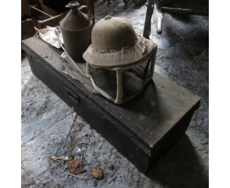 METAL TRUNK AND CONTENTS TOGETHER WITH BEE KEEPING HOOD