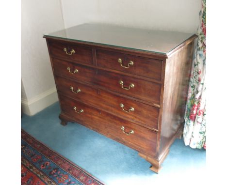 GEORGIAN MAHOGANY CHEST OF 3 PLUS 2 DRAWERS ON OGEE BRACKET FEET