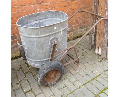 GALVANISED WATER BOWSER ON TROLLEY