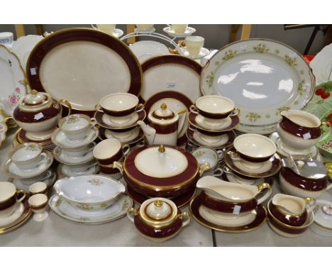 Ceramics - a Simpsons Potteries Ambassador Ware part dinner and tea service comprising dinner plates, dessert plates, soup bo