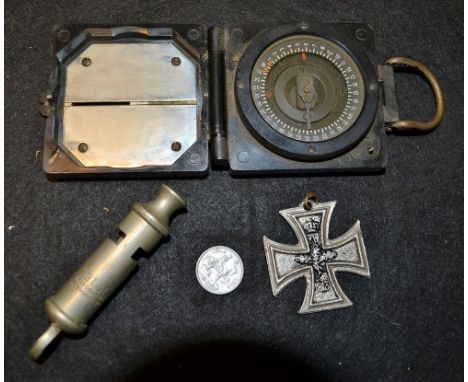 Militaria - Medal, German Empire, Wilhelm II, Iron Cross 1914 (lacking black enamel, worn); another, GB, WW1, miniature, 1914
