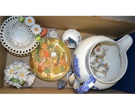 Ceramics - a large Spode Italian blue and white jug; Wedgwood Wind in the Willows collectors plates; a Coalport Gurkha plate,