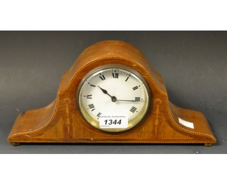 An Edwardian mahogany inlaid mantel clock