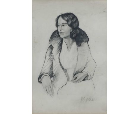 Harry Epworth Allen (1894-1958)Portrait of a lady, half-length seated wearing a wide-collared coatSigned, pencil, together wi