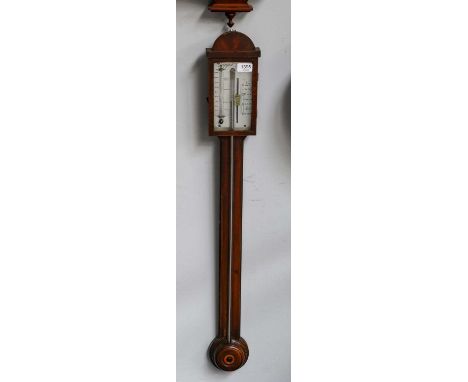 A George III mahogany stick barometer, circa 1820, single vernier dial signed Zappa Fecit, 97cm high