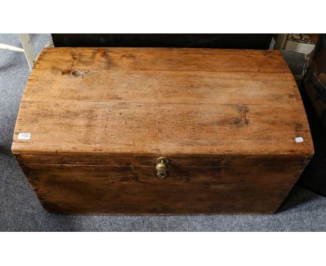 A 19th century pine dome-topped trunk, 95cm by 52cm by 49cm