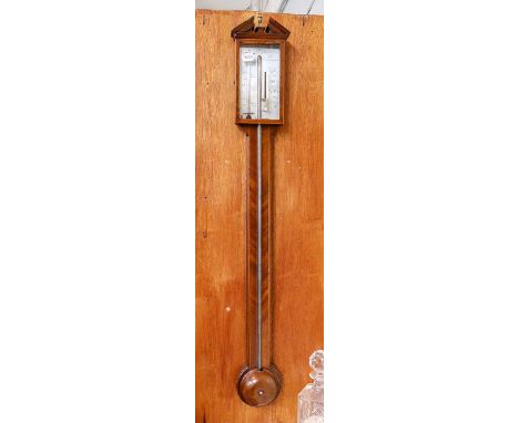 A George III mahogany stick barometer, the single vernier dial signed J Valanterio &amp; Co, Richmond, 100cm high