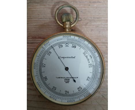 A WWI military gilt brass compensated pocket barometer, the dial signed 'T.A. Reynolds, Son &amp; Wardale Ltd, London, B 368 