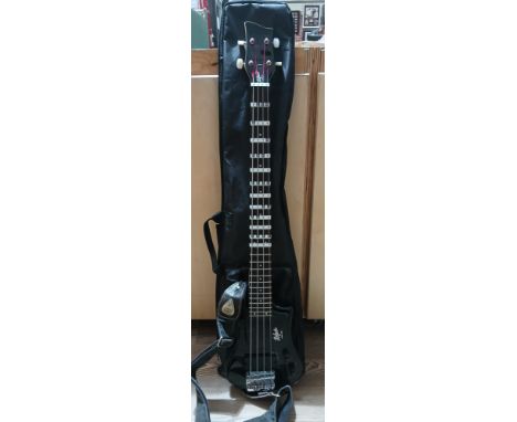 A Hohner 4-string electr4ic bass guitar with soft bag.