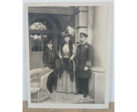 Prince George, later King George V, Princess Mary, later Queen Mary and Prince Edward, later Edward VII, autographed full len