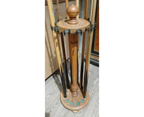 An ash snooker cue stand, height 92cm.