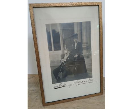 Queen Alexandria and Sir General Dighton Probyn, photographic portrait by Russell &amp; Sons, depicting the General seated wi