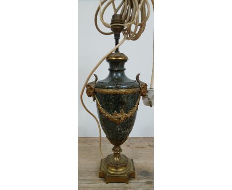 An early 20th century Classical style gilt bronze mounted marble table lamp, height 41cm (excluding shade mount).