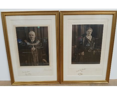 A pair of early 20th century signed photographic portraits by Ray &amp; Foley, depicting a gentleman in Masonic type regalia 