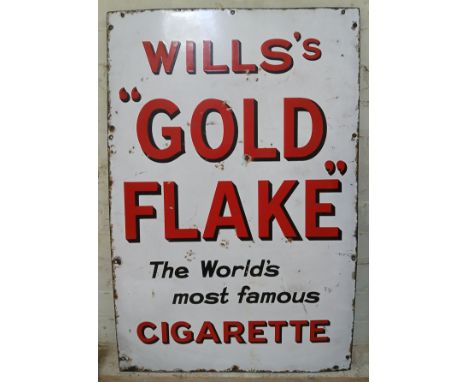 A large enamel signed WILL'S "GOLD FLAKE" THE WORLD'S MOST FAMOUS CIGARETTE 61cm x 91.5cm