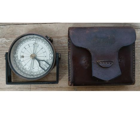 A WWI era brass compass by Negretti Zambra with leather case. 