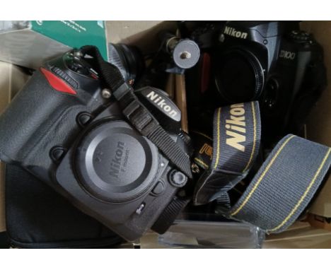 Nikon D100 &amp; D300 digital SLR cameras with accessories.