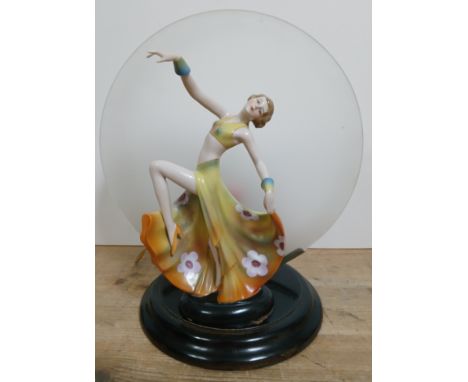 An Art Deco table lamp with dancing figurine by Fasold &amp; Stauch dating from the early 1930s, height 31cm, width 28cm.&nbs