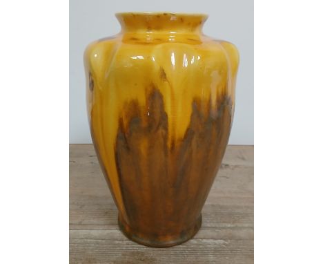 A Pilkingtons Royal Lancastrian yellow ground and crystalline glaze vase, height 27cm.