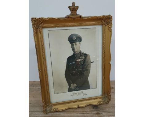 King George VI, after Dorothy Wilding, 3/4 length portrait depicting the king in military uniform, signed and dated 1949 in t